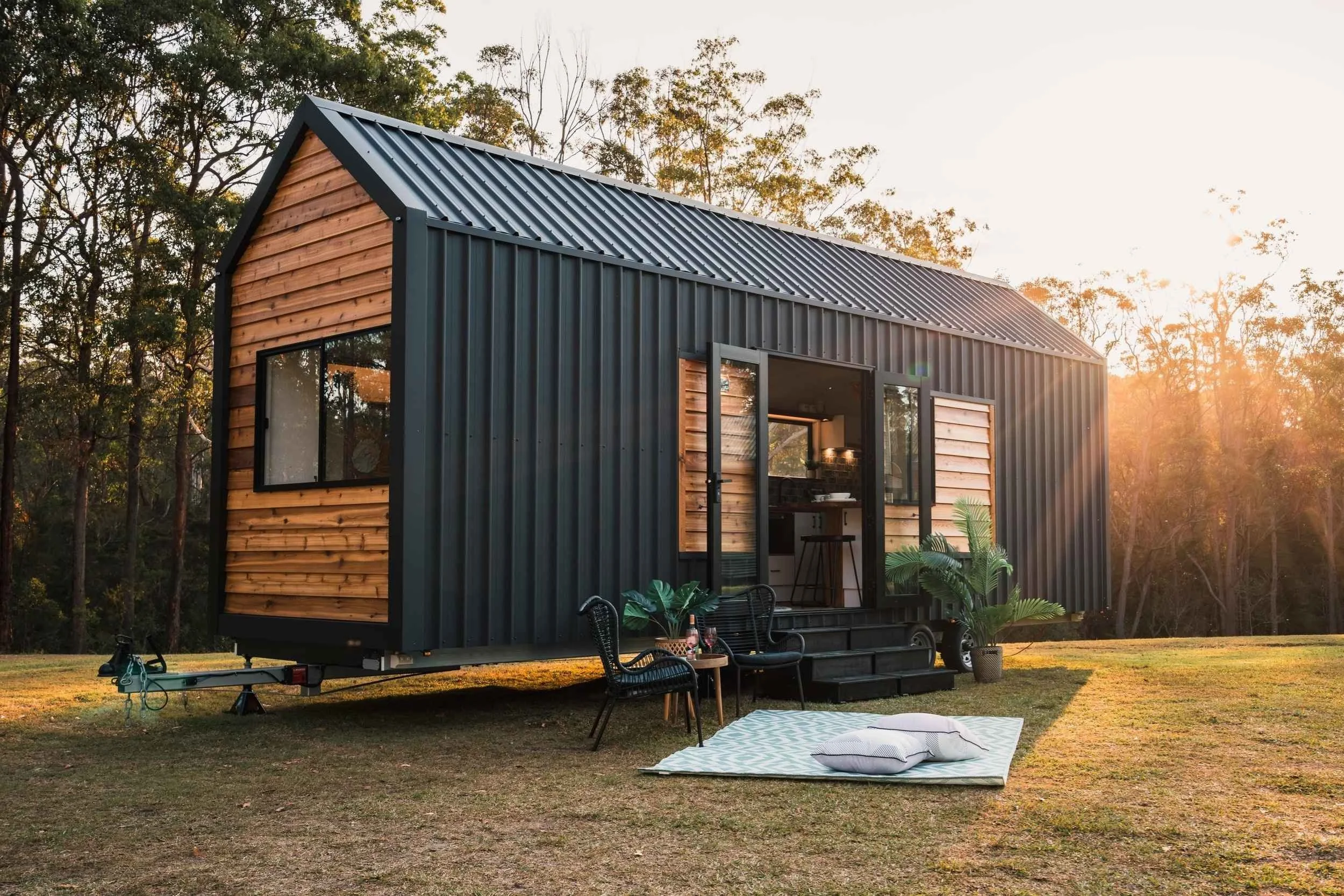 Warm timber tiny house in a natural setting